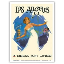 Los Angeles California - Delta Air Lines - Vintage Airline Travel Poster by Daniel C. Sweeney c.1970s - Master Art Print (Unframed) 9in x 12in