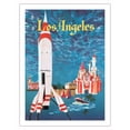 thumbnail image 1 of Los Angeles California - Disneyland Moonliner Rocketship - Vintage Travel Poster by David Klein c.1955 - Bamboo Fine Art 290gsm Paper Print (Unframed) 24x32in, 1 of 4