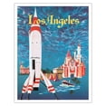 thumbnail image 1 of Los Angeles California - Disneyland Moonliner Rocketship - Vintage Travel Poster by David Klein c.1955 - Fine Art Matte Paper Print (Unframed) 11x14in, 1 of 4