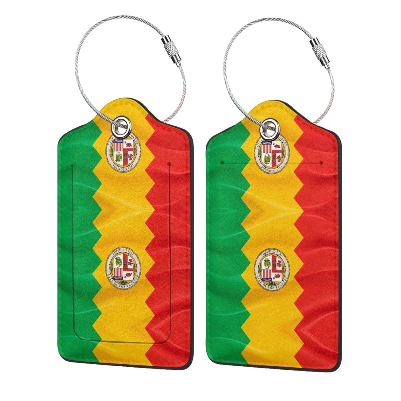 Los Angeles California Flag Leather Luggage Tag with Name Card PU ...