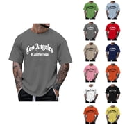 Los Angeles California Graphic Tees for Men Summer Casual Short Sleeve Crewneck Tshirts Streetwear