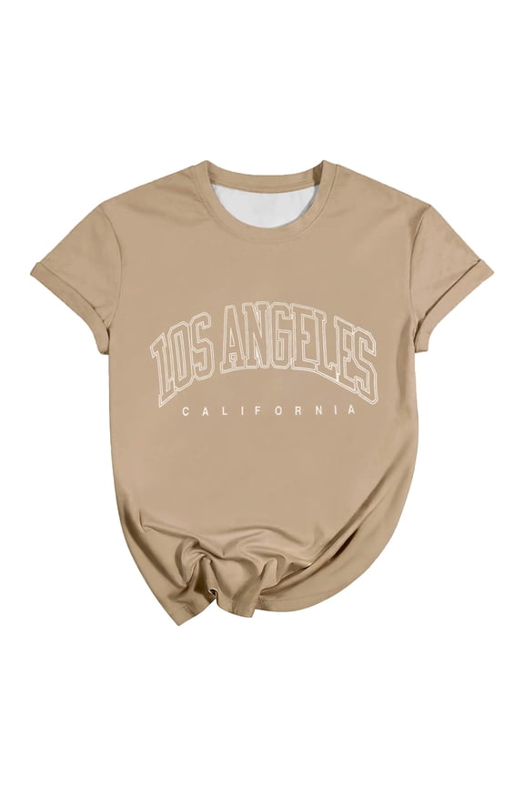 Los Angeles California Graphic Tees for Women 2026 Summer Short Sleeve Crewneck Casual Tshirt