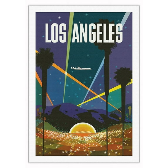 Los Angeles California - Hollywood Bowl - Vintage Travel Poster by David Klein c.1958 - Fine Art Rolled Canvas Print 27in x 40in