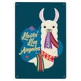 thumbnail image 1 of Los Angeles, California, Llovin' Llama, Blue, Contour Birch Wood Wall Sign (6x9 Rustic Home Decor, Ready to Hang Art), 1 of 5