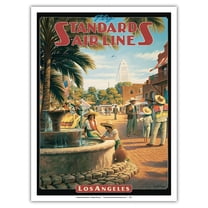 Los Angeles California - Standard Air Lines - Olvera Street (Birthplace of Los Angeles) - Vintage Airline Travel Poster by Kerne Erickson - Master Art Print (Unframed) 9in x 12in