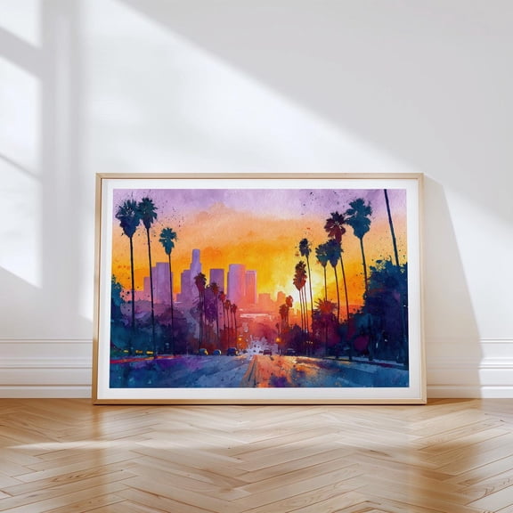 Los Angeles California Sunset Wall Art Home Decor