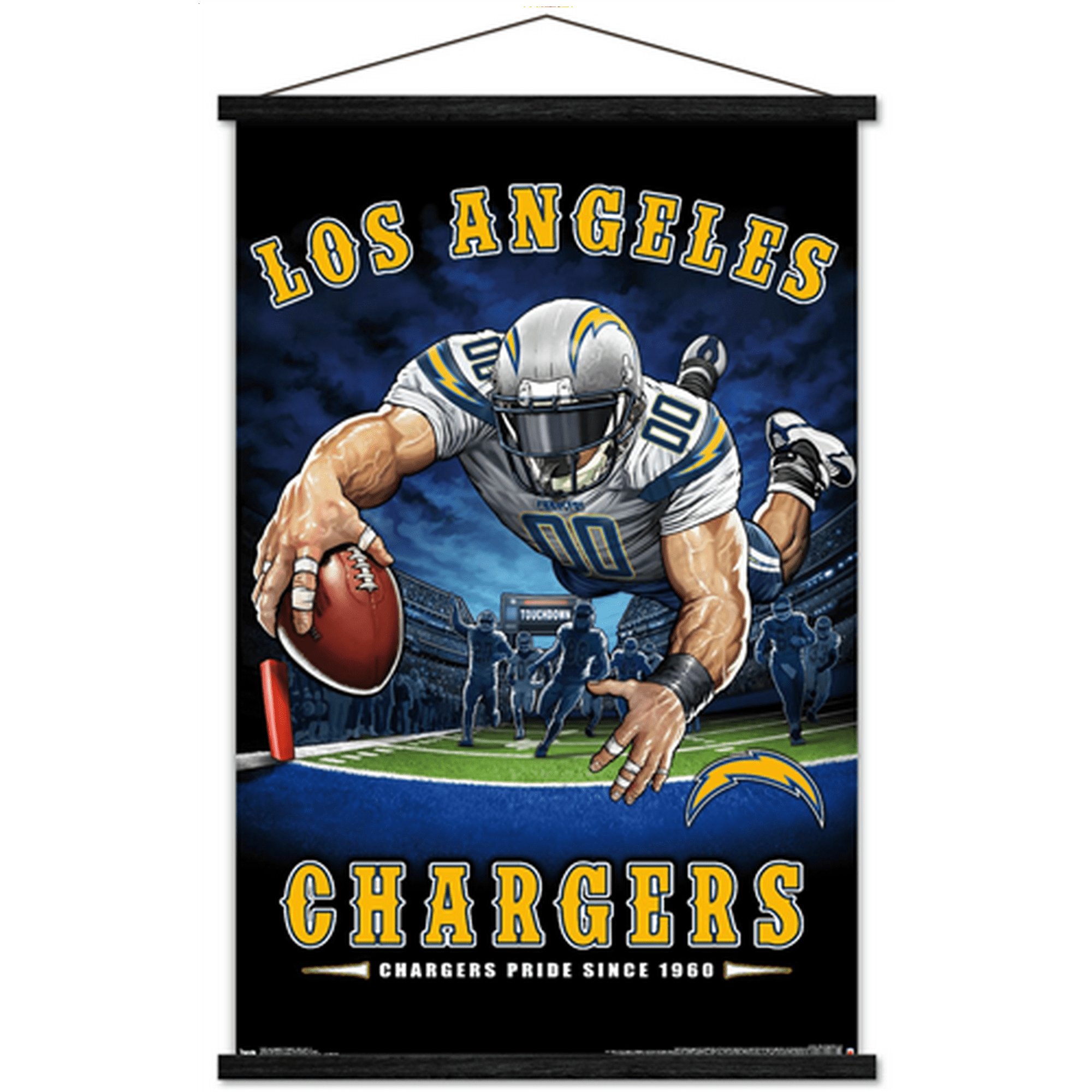 Los Angeles Chargers 22.4'' x 34'' Magnetic Framed Mascot Endzone Poster 