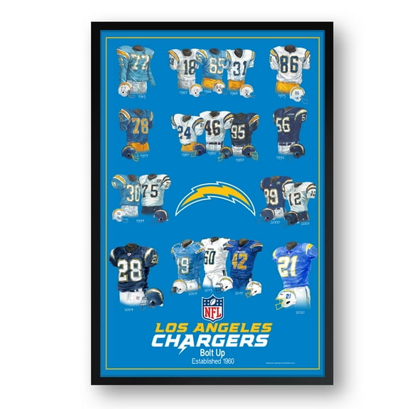 Los Angeles Chargers 27" x 39" Uniform Heritage Framed Art Print