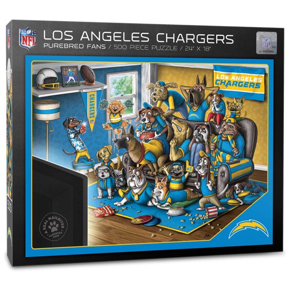 IDNA Los Angeles Chargers Purebred Fans 18'' x 24'' A Real Nailbiter 500-Piece Puzzle