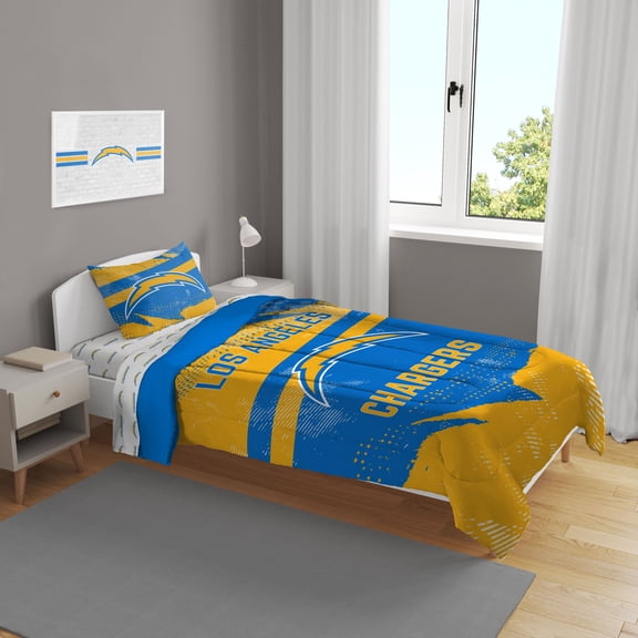 Los Angeles Chargers Slanted Stripe 4-Piece Twin Bed Set