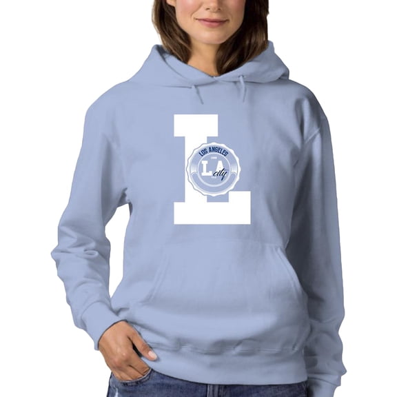 Los Angeles City Rubber Seal Hoodie Women -Image by Shutterstock, Female Large