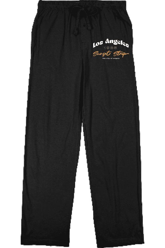 Los Angeles City of Angels Sunset Strip Men's Black Sleep Pajama Pants-XXL