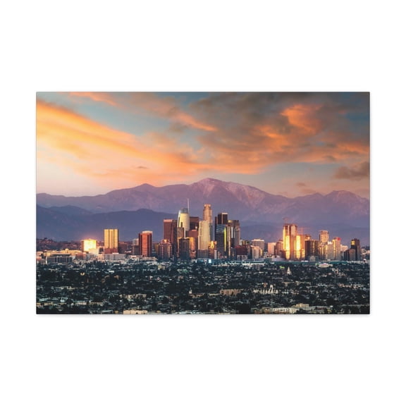 Los Angeles Daytime Skyline Canvas Artwork Breathtaking Stunning Cityscape for Home Decor Ready to Hang