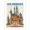 thumbnail image 1 of Los Angeles - Disneyland - Go Greyhound (Greyhound Bus Lines) California - Vintage Travel Poster c.1950s - Bamboo Fine Art 290gsm Paper Print (Unframed) 18x24in, 1 of 4