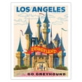 thumbnail image 1 of Los Angeles - Disneyland - Go Greyhound (Greyhound Bus Lines) California - Vintage Travel Poster c.1950s - Fine Art Matte Paper Print (Unframed) 11x14in, 1 of 4
