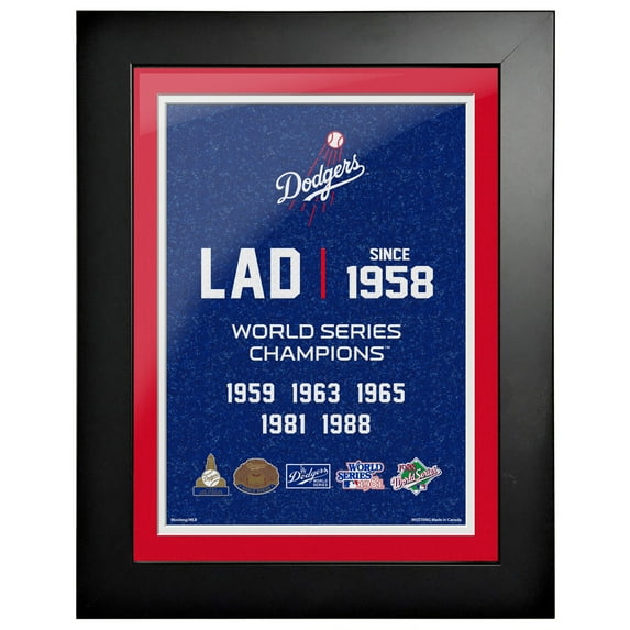 Los Angeles Dodgers 5-Time World Series Champions 18'' x 14'' Empire Framed Art