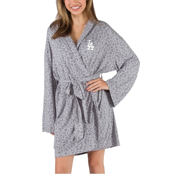 Los Angeles Dodgers Concepts Sport Female Adult Women's Frill Hacci Knit Robe - Gray