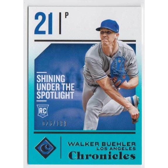 Los Angeles Dodgers Walker Buehler #12 Rookie Panini Chronicles Base Teal Parallel # Serial Unfixed Los Angeles Dodgers MLB Baseball Trading Card
