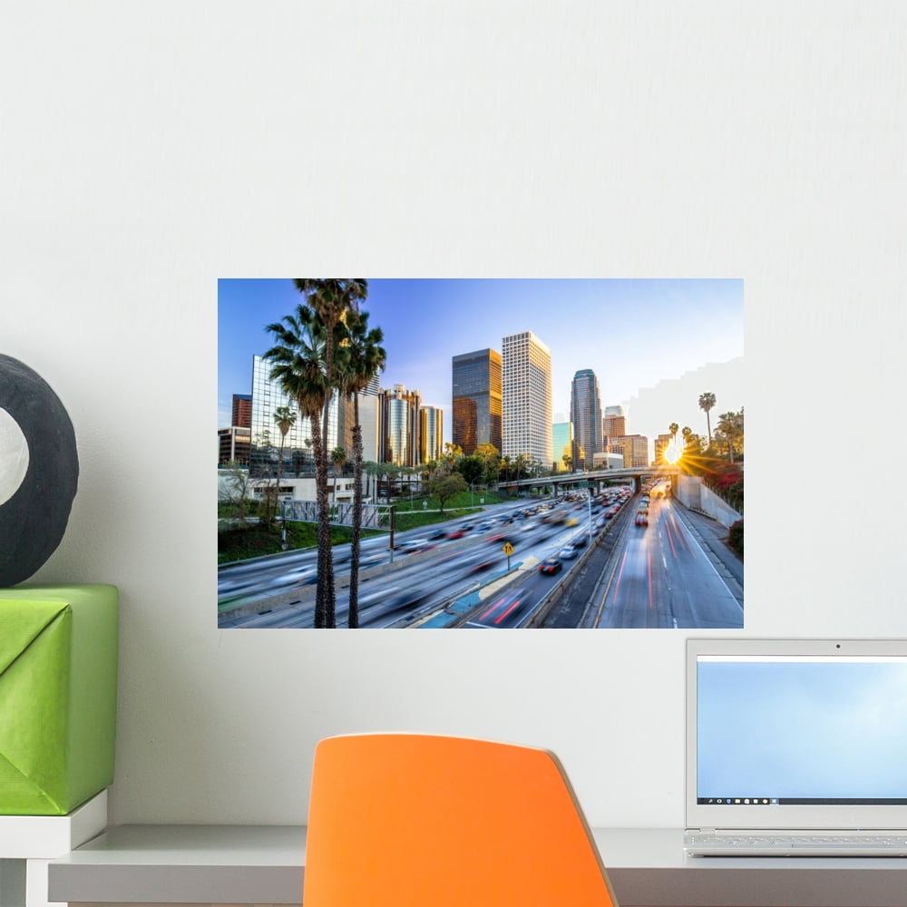 Los Angeles Downtown Buildings Wall Mural Decal Sticker, Wallmonkeys ...