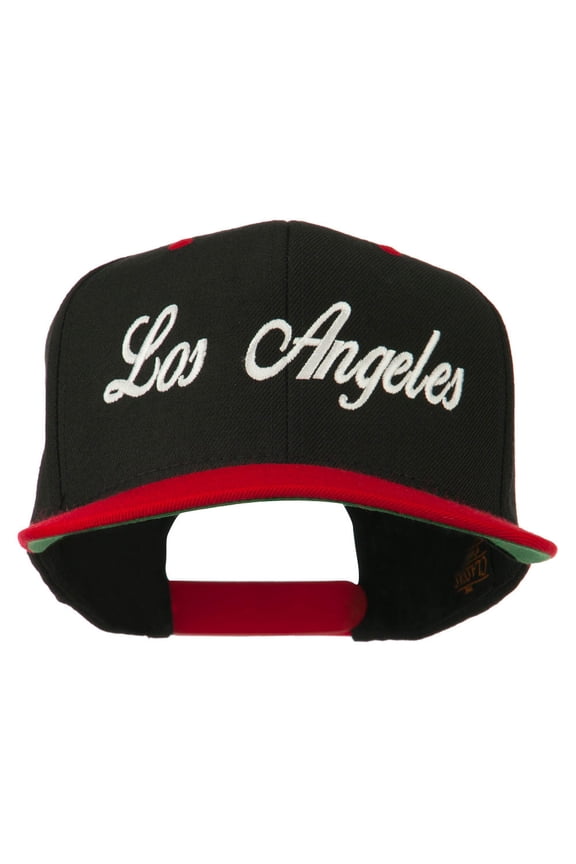 Los Angeles Embroidered Snapback Cap - Black Red OSFM