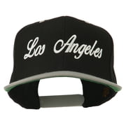 Los Angeles Embroidered Snapback Cap - Black Silver OSFM