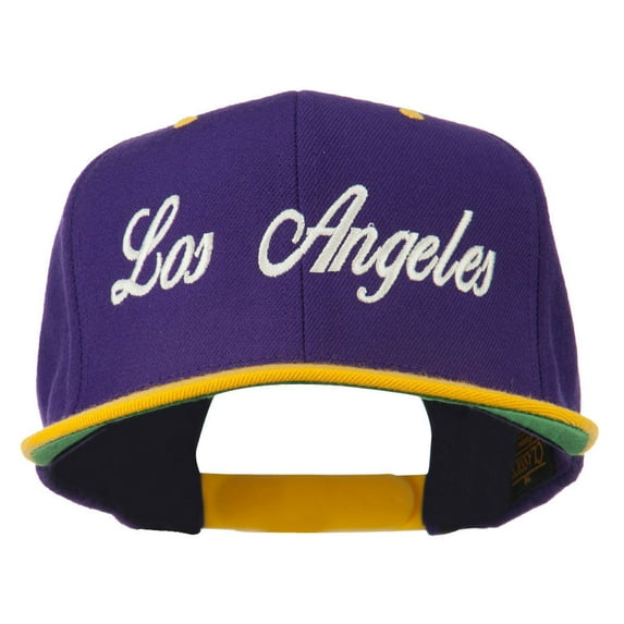 Los Angeles Embroidered Snapback Cap - Purple Gold OSFM