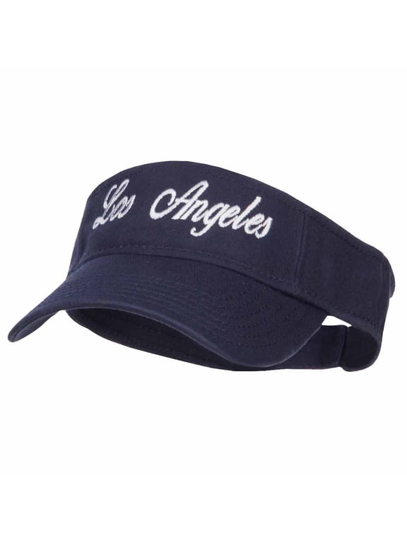 Los Angeles Embroidered Washed Cotton Visor - Navy OSFM