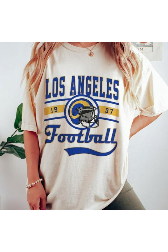 Los Angeles Football Crewneck, Vintage Ram, Rams, Ram Game Day, Los Angeles Fans Gift, Vintage football, Vintage Gameday, Football Unisex Comfort Tee T Shirt, Color: Sand, Size: L