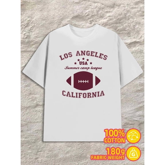 Los Angeles Football men 180G 100% Cotton white Retro Unisex Shirt Printed tshirts Funny Unisex Shirt Short Sleeve tshirts Original Unisex Shirt Printed tshirts
