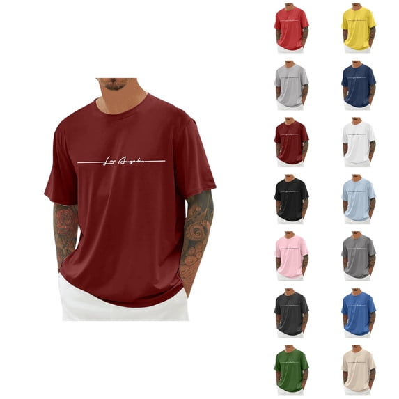 Los Angeles Graphic Tees for Men Summer Casual Fashion Short Sleeve Crewneck Relaxed Fit Tshirts Streetwear