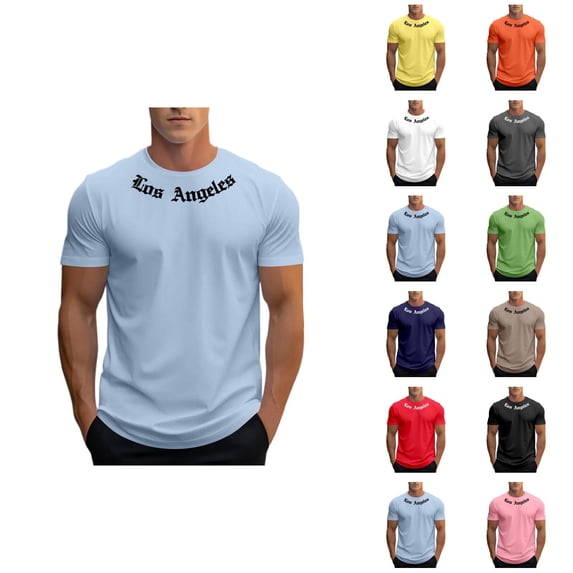 Los Angeles Graphic Tees for Men Summer Fashion Short Sleeve Crewneck Tshirts Streetwear