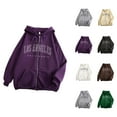 thumbnail image 1 of Los Angeles Hoodie 2025 Long Sleeve Zip Up Hooded Sweatshirt with Pockets Casual Streetwear Pullover Hoodies for Women, 1 of 5