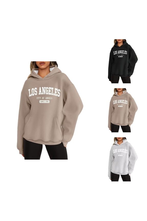 Los Angeles Hoodie 2025 Streetwear Long Sleeve Oversized Hoodies with Pocket Hooded Sweatshirt Hoodie Women Pullover