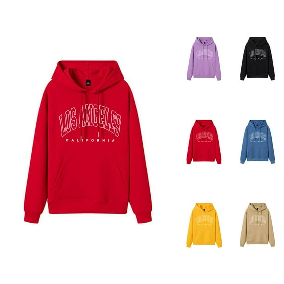 Los Angeles Hoodie 2025 Y2K Casual Hoodies with Pockets Streetwear Hooded Sweatshirt Hoodie Women Pullover