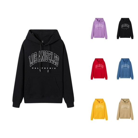 Los Angeles Hoodie 2025 Y2K Casual Hoodies with Pockets Streetwear Hooded Sweatshirt Hoodie Women Pullover