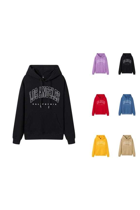 Los Angeles Hoodie 2025 Y2K Casual Hoodies with Pockets Streetwear Hooded Sweatshirt Hoodie Women Pullover
