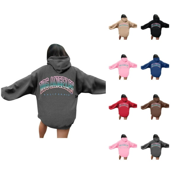 Los Angeles Hoodie 2025 Y2K Graphic Hoodies with Pockets Streetwear Hooded Sweatshirt Hoodie Women Pullover