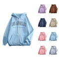 thumbnail image 1 of Los Angeles Hoodie Long Sleeve Zip Up Hooded Sweatshirt with Pockets Trendy Streetwear Pullover Hoodies for Women, 1 of 5