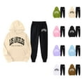 thumbnail image 1 of Los Angeles Hoodie and Sweatpants Set for Women Fall Winter Hooded Sweatshirt and Jogger 2 Piece Set Women's Tracksuit, 1 of 5