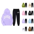 thumbnail image 1 of Los Angeles Hoodie and Sweatpants Set for Women Fall Winter Hooded Sweatshirt and Jogger 2 Piece Set Women's Tracksuit, 1 of 6
