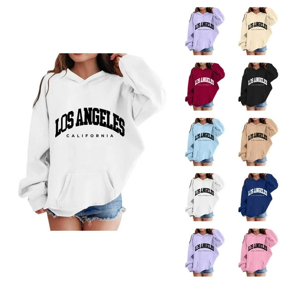 Los Angeles Hoodies for Boys Girls Kids Long Sleeve Cute Graphic Hooded Sweatshirt with Pockets Pullover Tops
