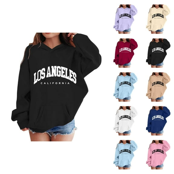 Los Angeles Hoodies for Boys Girls Kids Long Sleeve Cute Graphic Hooded Sweatshirt with Pockets Pullover Tops