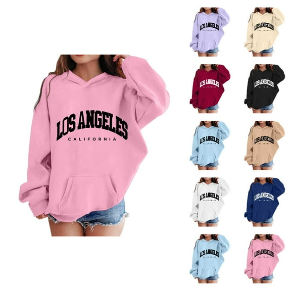 Los Angeles Hoodies for Boys Girls Kids Long Sleeve Cute Graphic Hooded Sweatshirt with Pockets Pullover Tops