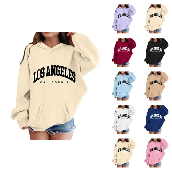 Los Angeles Hoodies for Boys Girls Kids Long Sleeve Cute Graphic Hooded Sweatshirt with Pockets Pullover Tops