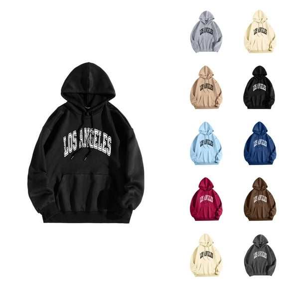 Los Angeles Hoodies for Men 2025 Fall Winter Long Sleeve Hooded Sweatshirt with Pockets Pullover Hoody Streetwear
