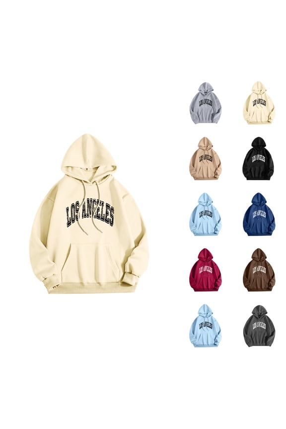 Los Angeles Hoodies for Men 2025 Fall Winter Long Sleeve Hooded Sweatshirt with Pockets Pullover Hoody Streetwear