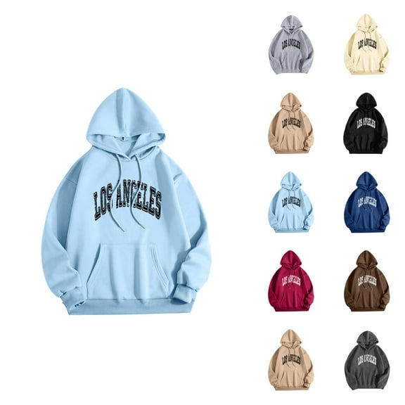 Los Angeles Hoodies for Men 2025 Fall Winter Long Sleeve Hooded Sweatshirt with Pockets Pullover Hoody Streetwear