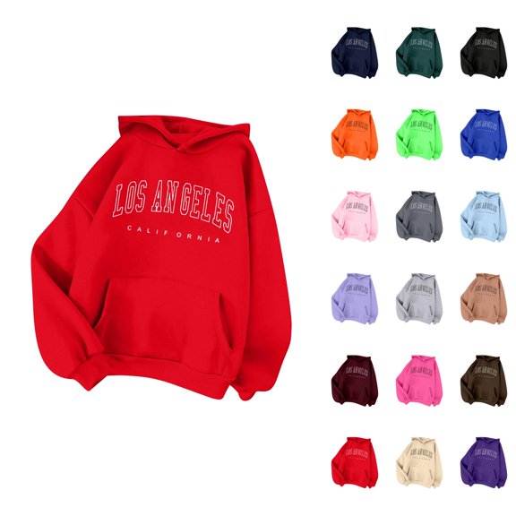 Los Angeles Hoodies for Women 2025 Fall Winter Lined Y2K Hoodie with Pockets Hooded Sweatshirt Pullover Tops