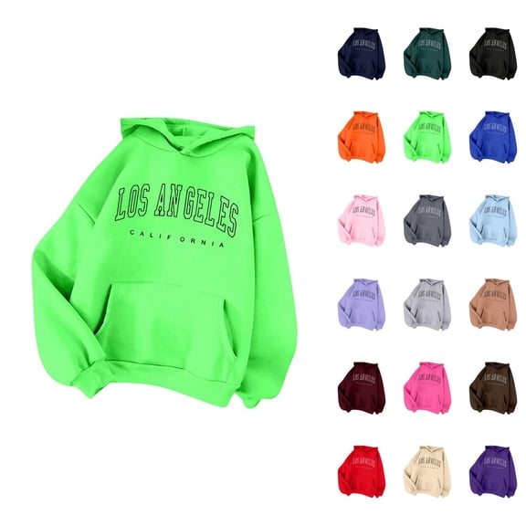 Los Angeles Hoodies for Women 2025 Fall Winter Lined Y2K Hoodie with Pockets Hooded Sweatshirt Pullover Tops