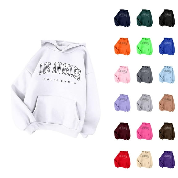 Los Angeles Hoodies for Women 2025 Fall Winter Lined Y2K Hoodie with Pockets Hooded Sweatshirt Pullover Tops